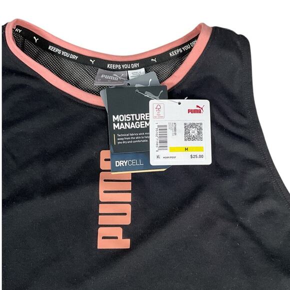 Puma Modern Sports Women's Tank Black Pink Mesh Back Polyester NWT Size Medium - Picture 6 of 9